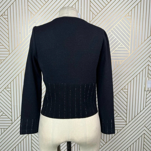 St. John Evening Sequin Black Santana Knit V-Neck Sweater Size‎ US 2 - Picture 8 of 12